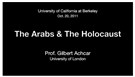 Gilbert Achcar on "The Arabs and the Holocaust"