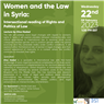 “Women and the Law in Syria: Intersectional reading of Rights and Politics of Law” Lecture by Dina Hadad (22 February)