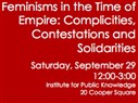 NYC Event -- Feminisms in the Time of Empire: Complicities, Contestations, and Solidarities (29 September 2012)