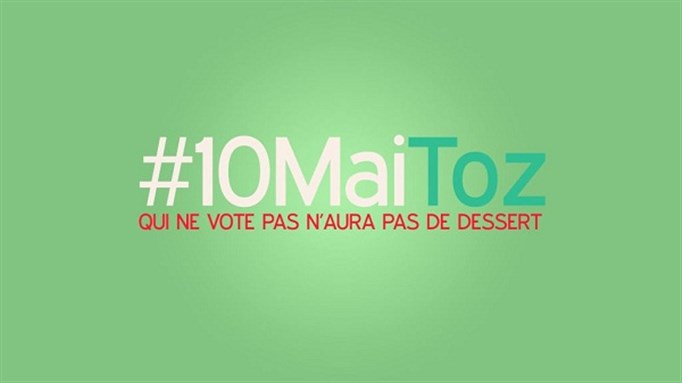 [Graphic of the #10MaiToz hashtag used by Algerians on Twitter. Image from Twitter]