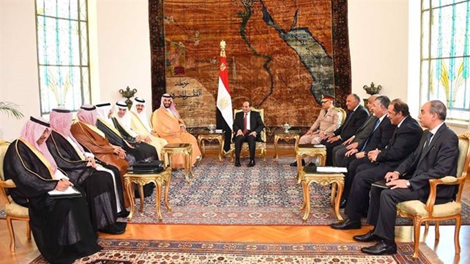 [President Abdel-Fattah al-Sisi and Egyptian officials convene with Saudi counterparts in Cairo. Photo from official Facebook Page of President Abdel-Fattah al-Sisi]