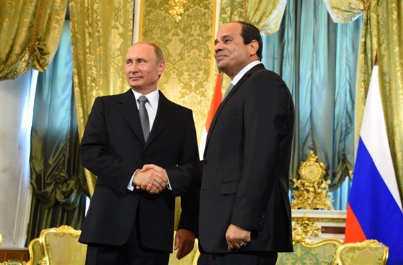 [President Abdel-Fattah Al-Sisi meeting with Russian President Vladimir Putin on an official visit to Moscow. Photo from the Official Facebook Page of Abdel-Fattah Al-Sisi.]