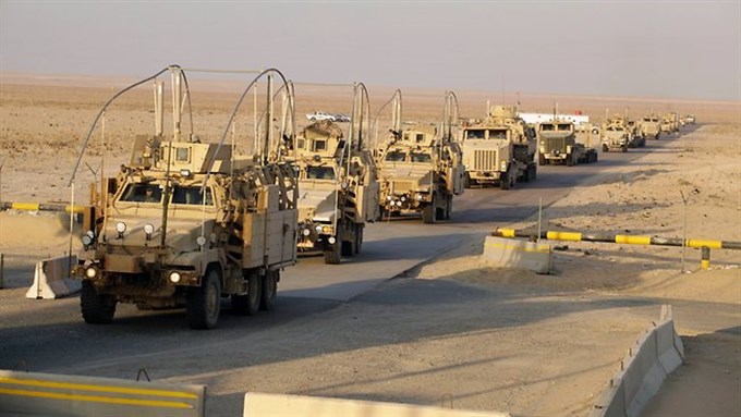 [US military convoy withdrawing from Iraq. Image from unknown archive.]