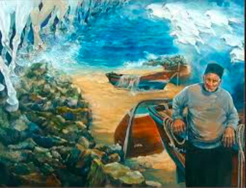 [٬[لوحة للفنانة الفلسطينية تمام الأكحل