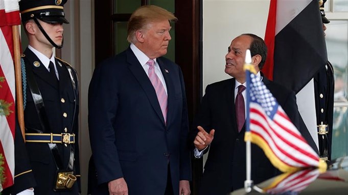 US President Donald Trump welcomes Egypt's President Abdel Fattah el-Sisi to the White House in Washington, DC (Via Reuters)