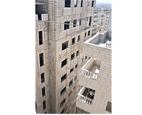 Kufur Aqab: When developers’ greed meets political agendas,’ high-rise housing blocks built in close proximity, with little to no regard for building regulations, October 2017. Image by the author.