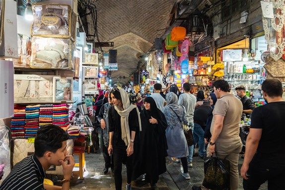 Grand Bazaar in Tehran city, Iran (June 2018). By Uskarp, via Shutterstock.