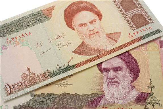 Set of Iranian rials banknotes. Image by Pavel Shlykov via Shutterstock.