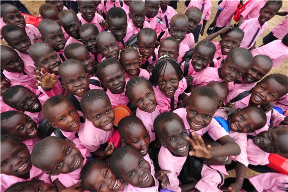 Young students in South Sudan. Image by Karl Grobl via Wikimedia Commons.