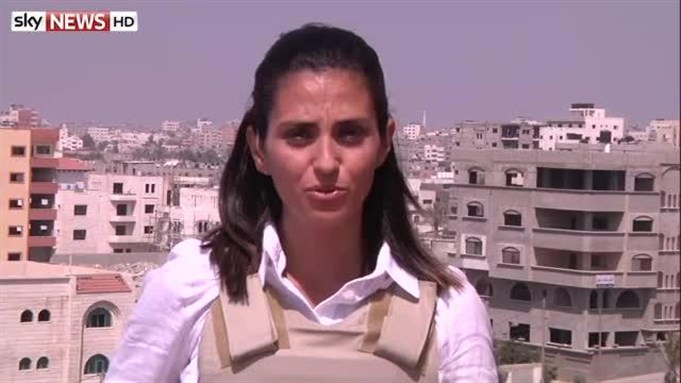 [Screenshot of Sherine Tadros during a report from Gaza]