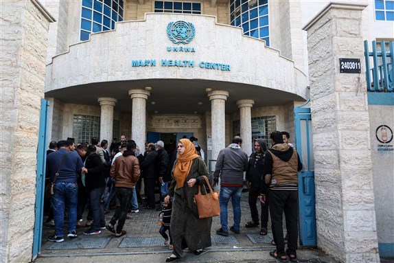 Protest in front of an UNRWA building in Gaza Strip (9 December 2019). Image by Abed Rahim Khatib via Shutterstock.