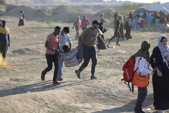 Palestinians take part in the 