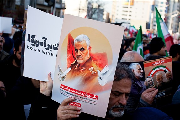 Funeral of Qassem Soleimani, who was assassinated by American drones (Tehran, Iran, 7 January 2020). Image by saeediex via Shutterstock.