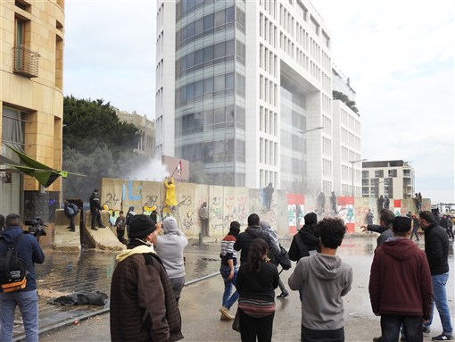 Protests occurring because of the long-term Uprising, held at Martyrs Square in Beirut, Lebanon (11 February 2020).