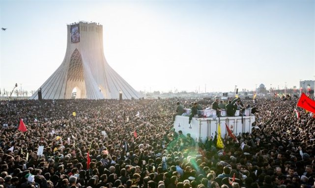 Funeral of Qasem Soleimani, Tehran, Iran on 6 January 2020. Image via Wikimedia Commons.