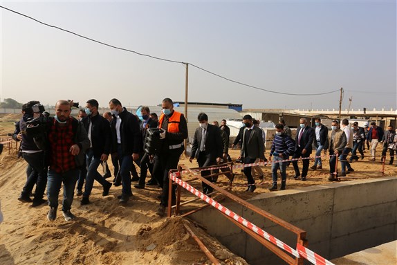 Sven Kuhn von Burgsdorf, head of the EU mission to the West Bank and Gaza, visits a desalination plant, the first in the Gaza Strip, in Deir al-Balah in the central Gaza Strip, on Dec 8, 2020 via Shutterstock