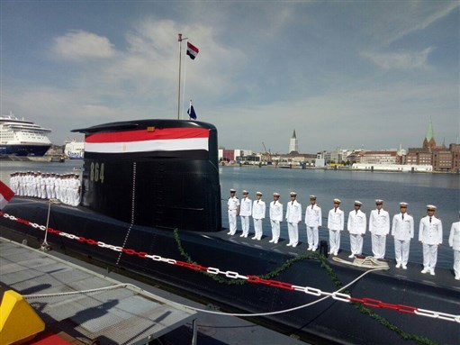 [German submarine handover ceremony in Kiel on 8 August, 2017. Photo from the official Facebook page of the Spokesperson of the Egyptian Armed Forces.]