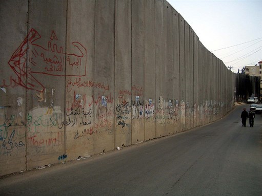 [Image of the West Bank `Separation Wall.` Image by JohnJobby via Flickr.]