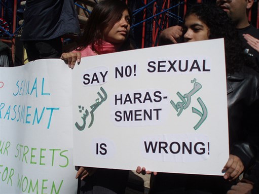 [Activists organized a protest in front of the Egyptian Press Synidcate, to protest the mass sexual assaults against women during Eid in downtown Cairo. Photo by Hossam el-Hamalawy, taken on 9 November 2006, via Flickr]