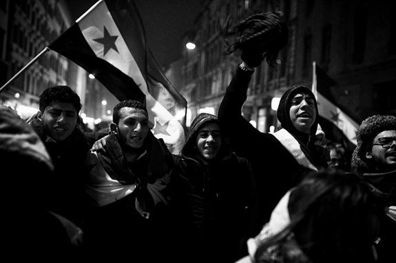 [Syrians protest in Berlin against expulsions and the regime in January 2017. Image by Thorsten Strasas, via Flickr] 
