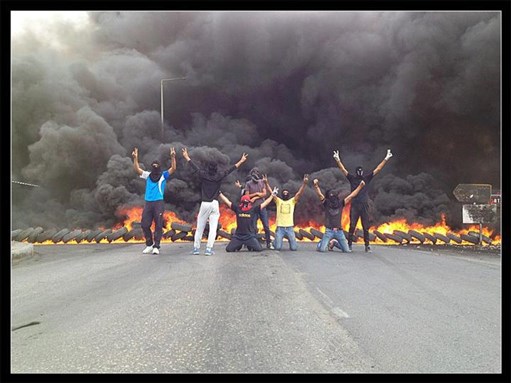 [\"Operation Popular Anger\" protest in Sar, Bahrain, 22 April 2012. Image from multaqa al Bahrain]