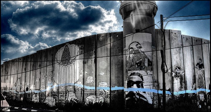 Blu, Banksy and JR on the Separation Wall, Bethlehem. Image by Nicolas Ancevski via Flickr.