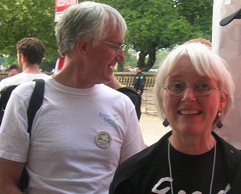 [Cindy and Craig Corrie, parents of Rachel Corrie, at an \"end the Occupation\" rally in Washington, DC in 2007. Image by Carol Moore. From Wikimedia Commons.]