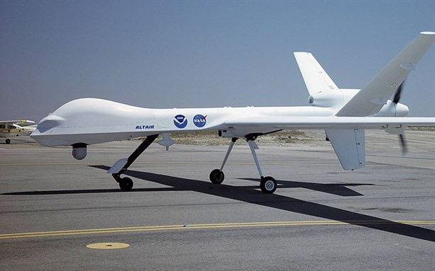 [A Predator drone in US Air Force base during the summer of 2011. Image by US Air Force]