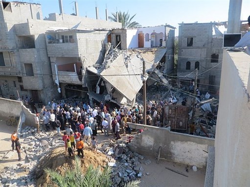 [Gaza after bombing by Israeli Defence Forces, 2014. Image by Muhammad Sabah and B`Tselem.]