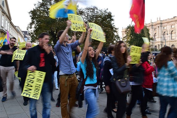 [Kurdish demonstration against ISIL in Vienna, Austria, 10 October 2014. Image by Wikimedia Commons User Haeferl.]