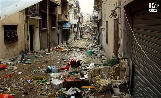 [Miry Zakka Street, Homs. 31 May 2013. From Lens of a Young Homsi.]