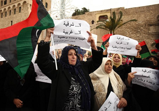 [Libyan rally against federalism and division. Image from Flickr.]