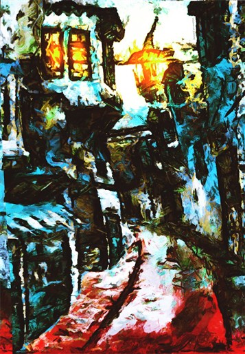 [\"The Damascene burning.\" Painting by Wissam al-Jazairy. 3 January 2012.]