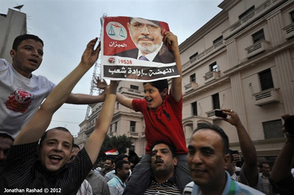 [Muslim Brotherhood`s Mohamed Morsi wins (according to FJP) Egypt`s presidential elections. Image originally posted to Flickr by Johnathan Rashad.]