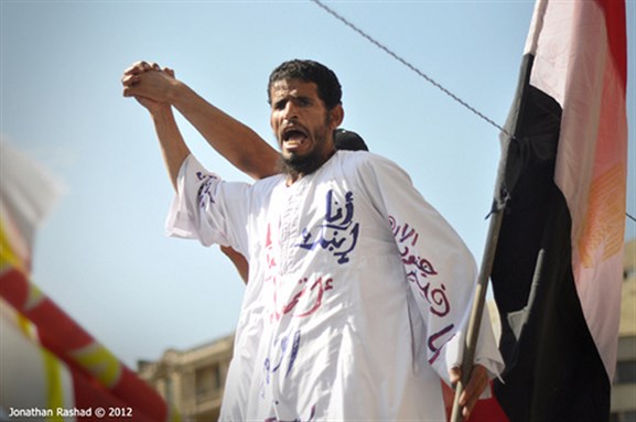 [The Muslim Brotherhood celebrates as Mohamed Morsi is announced Egypt`s president. Image originally posted to Flickr by Johnathan Rashad.]