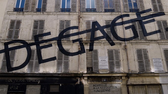 [\"Dégage\" by Rero, in Paris. Image by Isabelle Moulis via Flickr.]