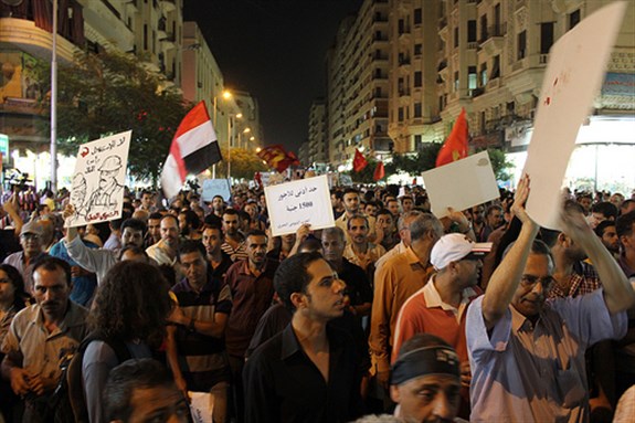 [Anti-Morsi protestors in downtown Cairo on August 31st. Image originally posted to Flickr by Gigi Ibrahim.]