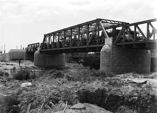 [Allenby Bridge Cross at Jordanian-Palestinian border. Image from US Library of Congress]