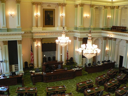[California State Assembly Chambers. Image by David Monniaux. From Wikimedia Commons.]