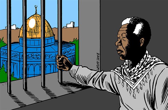 [Mandela on Israeli Apartheid. Image by Carlos Latuff.]