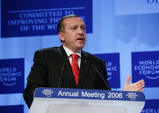 [PM Tayyip Erdogan at the Annual Meeting 2006 of the World Economic Forum in Davos, Switzerland. Image from Wikimedia Commons.]