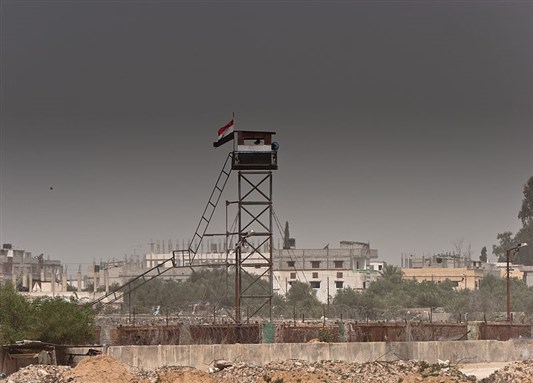 [Watchtower, Rafah, Gaza Strip border with Egypt, April 2009. Image by Marius Arnesen, via Wikimedia Commons.]