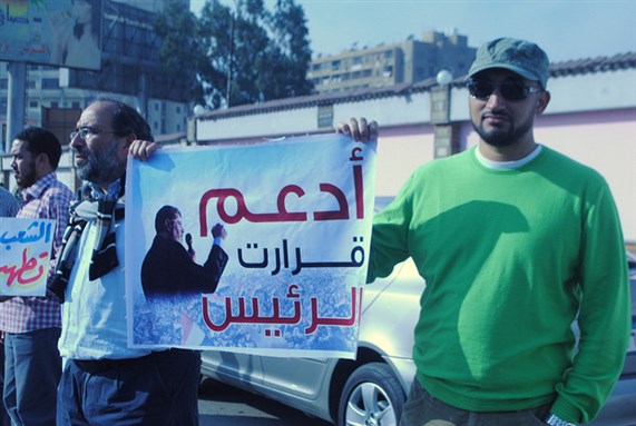 [Morsi supporters in Nasr City, November 2012. Image by Lilian Wagdy.]