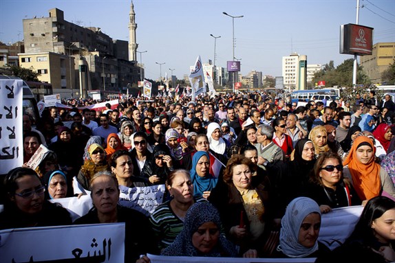[Women march in Tahrir, January 2013. Image by Gigi Ibrahim.]