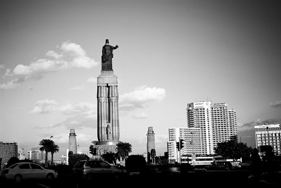 [Saad Zaghlol statue by Qasr al-Nile Bridge, Cairo. Photo by Gigi Ibrahim via Flickr]