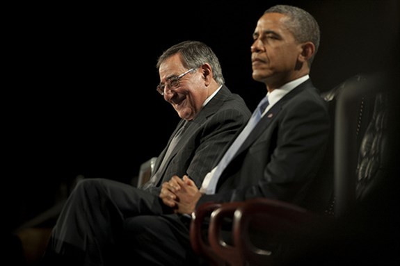 [Secretary of Defense Leon E. Panetta and President Barack Obama. Image originally posted to Flickr by \"U.S. Department of Defense Current Photos.\"]