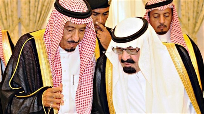 [The late Saudi King Abdullah, who passed away this week, with his successor Salman in 2012. Image from Reuters/Saudi Press Agency.]