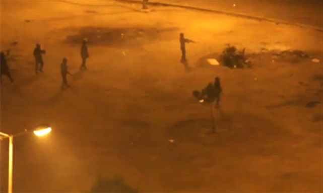 [Army and Police Forcefully Clear Tahrir on 19 December 2011. Photo Credit: Mosireen media collective.]
