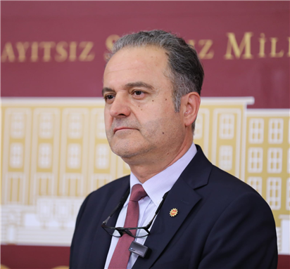 EMEP MP İskender Bayhan at a 13 June 2023 Press Briefing. Photo taken by TBMM