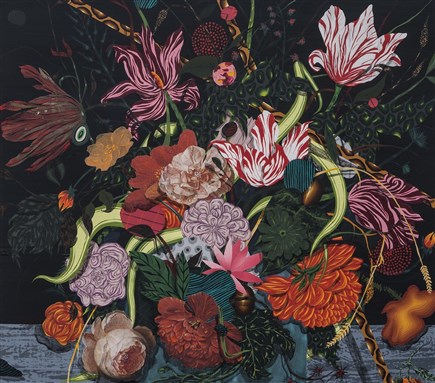 [Detail of Amir H. Fallah`s \"The History of the Unknown\" (2013). Image copyright the artist. Courtesy of The Third Line Gallery and Gallery Wendi Norris.]